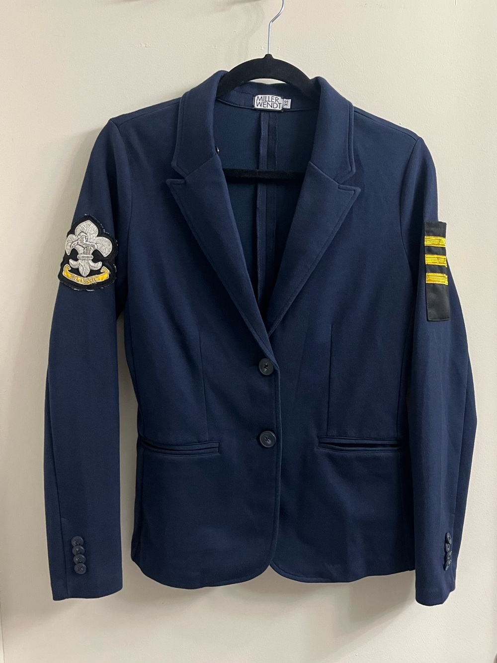 Miller Wendt Navy Blue Patch Blazer Jacket Size XS